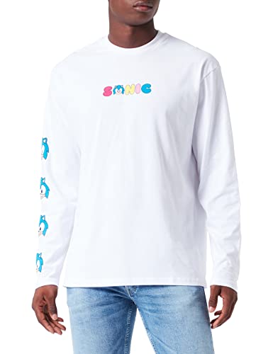 Recovered Sonic Multicoloured Back Prints Relaxed L/S White T-Shirt by M von Recovered