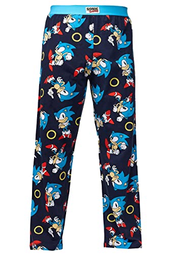 Recovered Sonic the Hedgehog Pyjamas - Lounge Pants - Erwachsene, S - 100% Baumwolle Lounge Wear, Nachtwäsche, PJs, PJ Bottoms - Offiziell lizenziert von Recovered