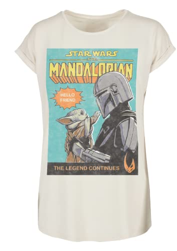 Recovered Star Wars The Mandalorian Ecru Womens Boyfriend T-Shirt by L von Recovered