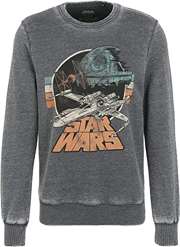 Recovered Sweatshirt Star Wars Empire Strikes Back Retro X-Wing - S - Grau von Recovered