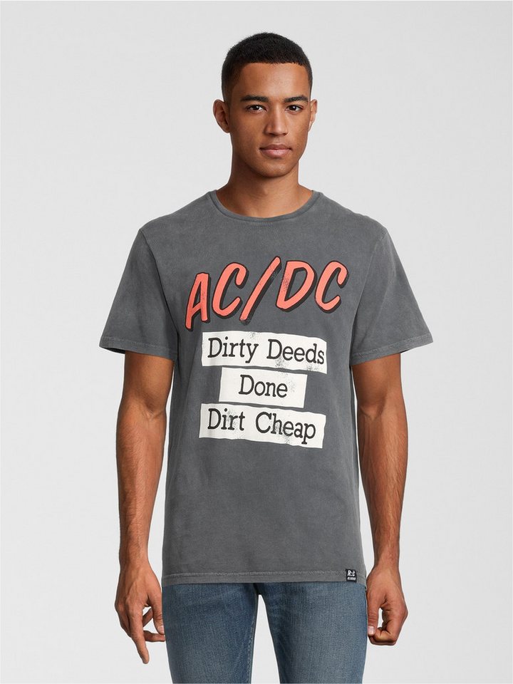 Recovered T-Shirt ACDC Dirty Deeds Done Cheap Washed Grey im zeitlosen Design von Recovered
