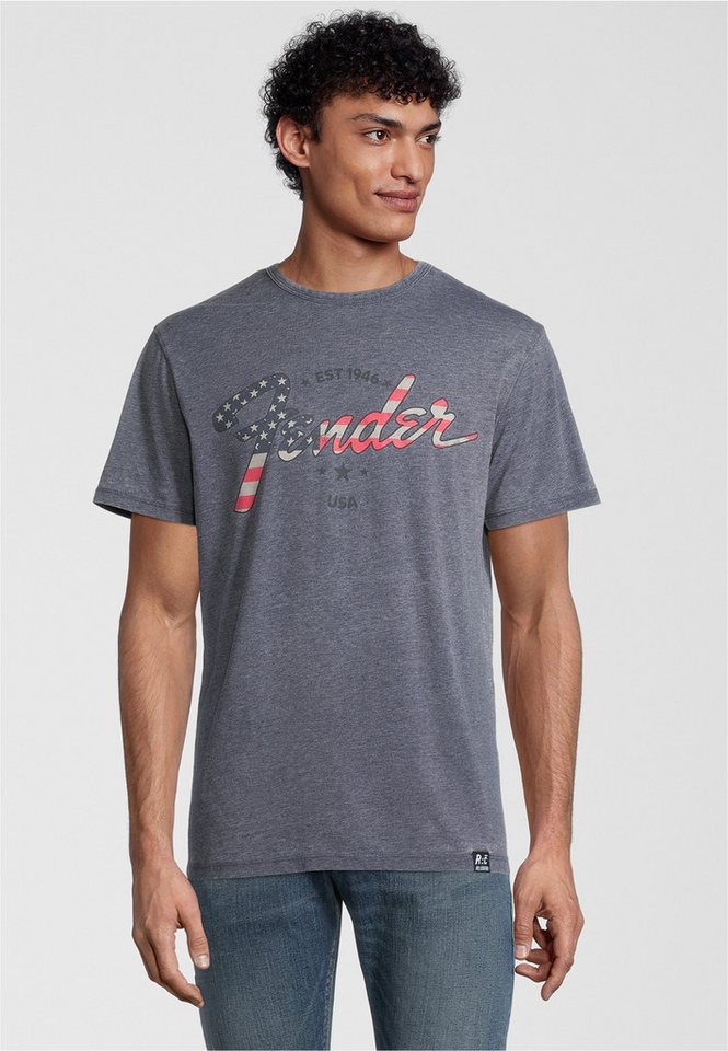Recovered T-Shirt Fender American Flag Logo mit Fender-Logo im Vintage-Stil von Recovered
