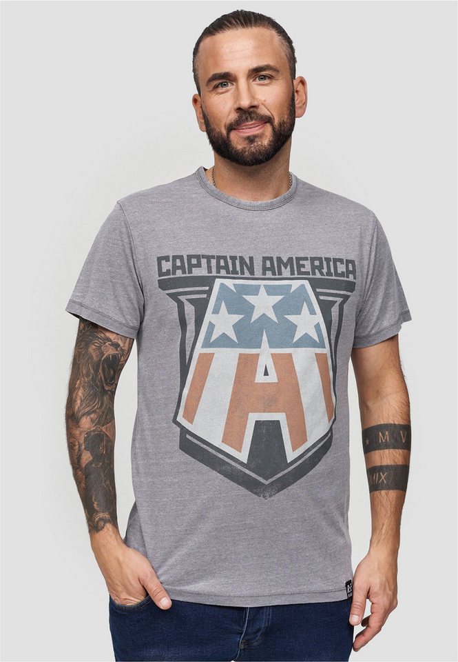 Recovered T-Shirt Marvel Captain America Badge mit angesagtem Captain America Logo-Print von Recovered