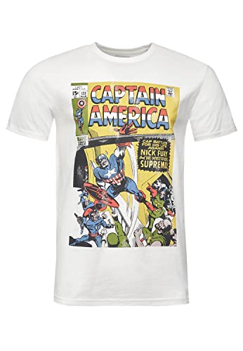 Recovered T-Shirt Marvel Captain America Battles - L - Ecru von Recovered