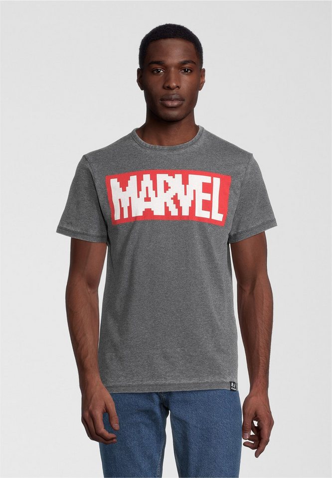 Recovered T-Shirt Marvel Pixel Logo Charcoal (1-tlg) im zeitlosen Design von Recovered