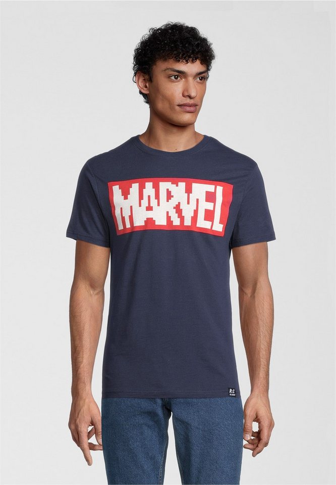 Recovered T-Shirt Marvel Pixel Logo Navy mit coolem Marvel-Print von Recovered