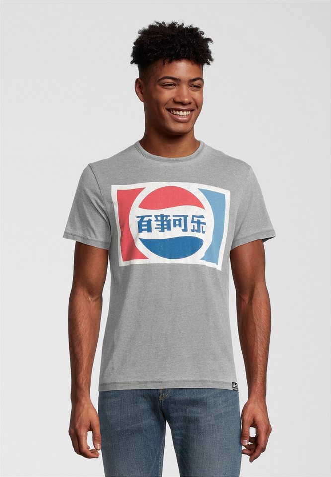 Recovered T-Shirt Pepsi Classic China Logo Light Grey im zeitlosen Design von Recovered