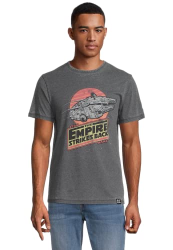 Recovered T-Shirt Star Wars Empire Strikes Back Millenium Falcon - L - Grau von Recovered