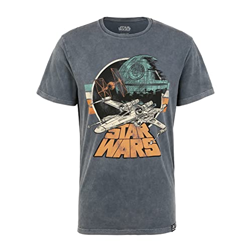 Recovered T-Shirt Star Wars Empire Strikes Back Retro X-Wing - XL - Grau von Recovered