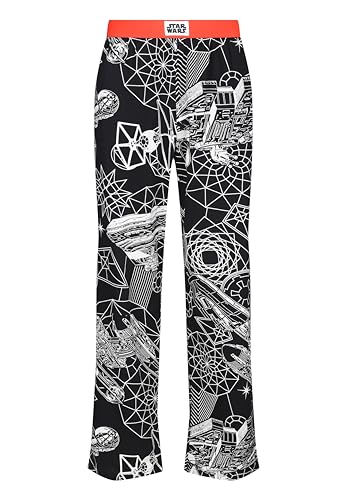Star Wars Herren Loungehose – Erwachsene Baumwollstoff schwarz PJs Galaxy Schiffe bedruckte Schlafanzughose für Loungewear Nachtwäsche, Schwarz , XXL von Recovered