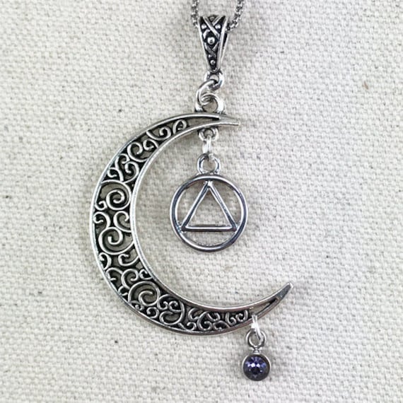 Aa Erholungs Halskette Antik Silber Filigrane Mond, Lila Kristall Aa Erholungs Halskette Antik Silber Filigrane Mond, Lila Kristall von RecoveryBling