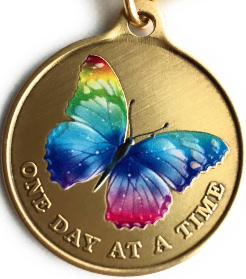 Farbe Regenbogen Schmetterling Eines Tages Zu Einer Zeit Schlüsselanhänger Ruhe-Gebet-Bronze Farbe Regenbogen Schmetterling Eines Tages Zu Einer Zeit Schlüsselanhänger Ruhe-Gebet-Bronze von RecoveryChip