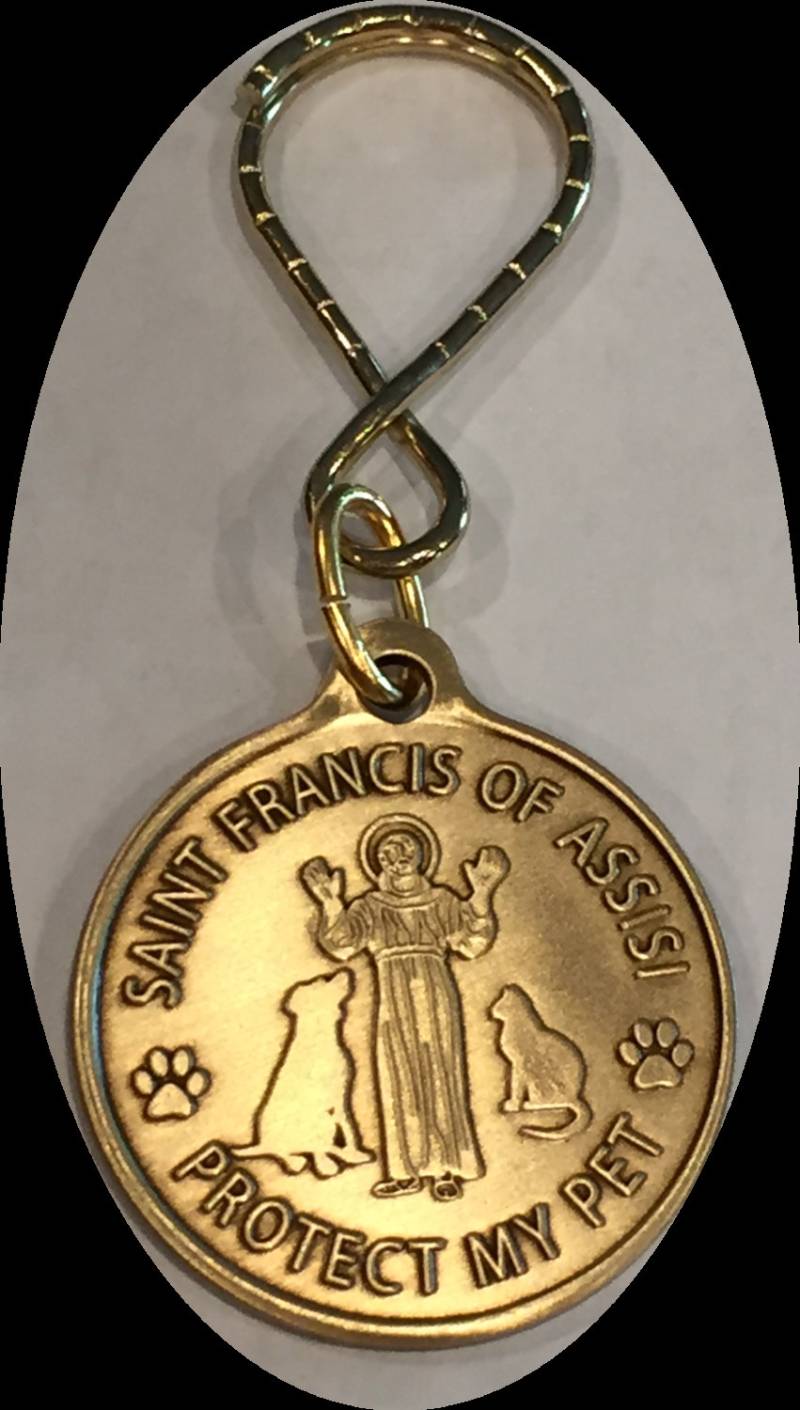 Heiliger Franz Von Assisi Bronze Schlüsselanhänger Schutz Meiner Haustier Pfote Print Schutzpatron Der Haustiere von RecoveryChip