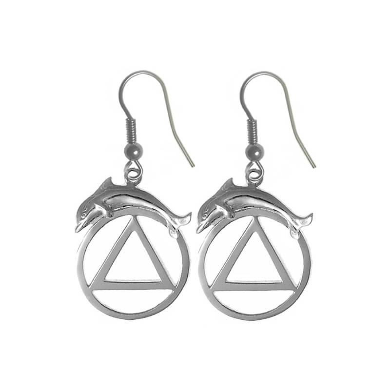 Anonyme Alkoholiker Sterling Silber Ohrringe, Aa Symbol Mit Delfin von RecoveryIsAGift