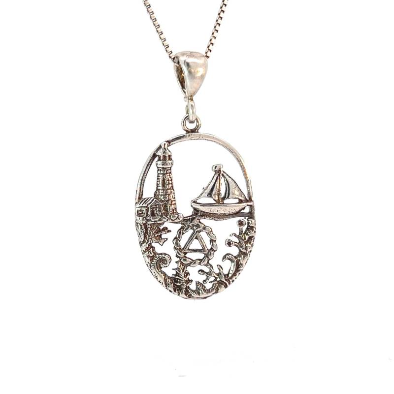 Anonyme Alkoholiker Sterlingsilber-Anhänger, Aa-Symbol in Einer Seelandschaft-Design-Kette Separat Erhältlich von RecoveryIsAGift
