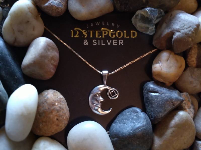 Narcotic Anonymous Anhänger Mit Sterling Silber Kette, Mond Na Symbol von RecoveryIsAGift