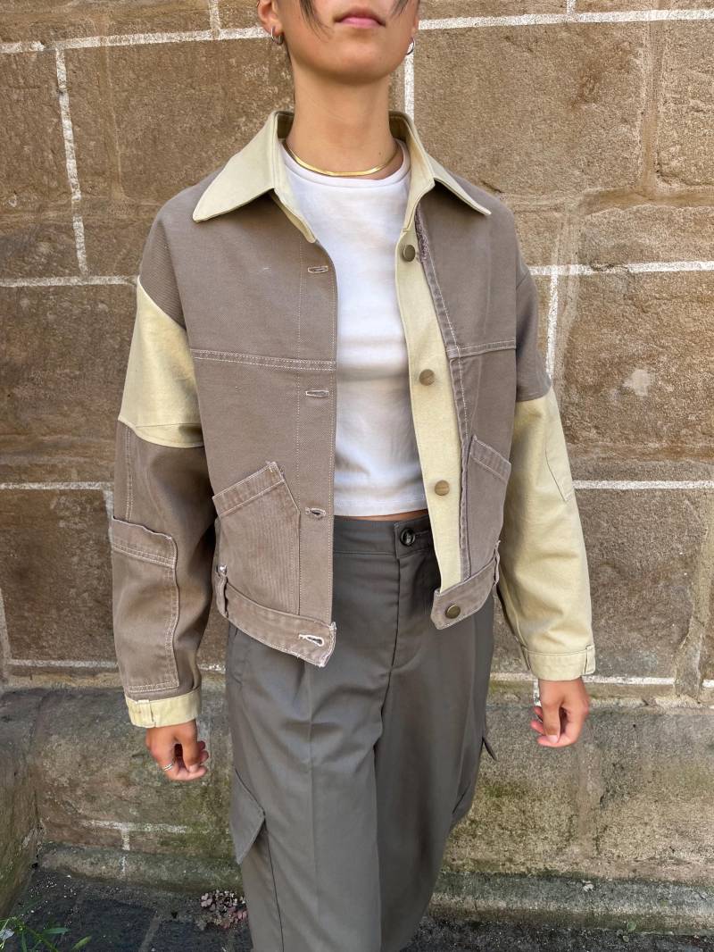 Upcycling Jeansjacke/ Übergangsjacke S, Retro Fashion, Vintage Damenmode von Recrave