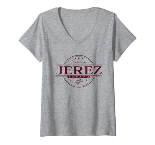 Damen Jerez Spanien - Jerez Andalucía España Label T-Shirt mit V-Ausschnitt Damen Jerez Spanien - Jerez Andalucía España Label T-Shirt mit V-Ausschnitt von Recuerdos de España