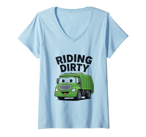 Damen Fahren mit schmutzigem Müll und Recycling von Müllwagen für Kinder, Jungen und Kleinkinder T-Shirt mit V-Ausschnitt Damen Fahren mit schmutzigem Müll und Recycling von Müllwagen für Kinder, Jungen und Kleinkinder T-Shirt mit V-Ausschnitt von Recycling Garbage Truck Apparel Co.
