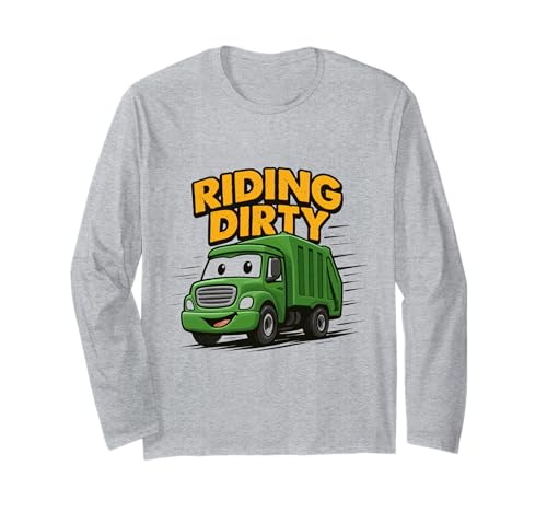 Fahren mit schmutzigem Müll und Recycling von Müllwagen für Kinder, Jungen und Kleinkinder Langarmshirt von Recycling Garbage Truck Apparel Co.