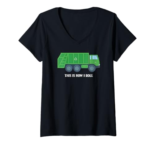 Damen Lustiger Vintage-Müllwagen This is How I Roll T-Shirt mit V-Ausschnitt Damen Lustiger Vintage-Müllwagen This is How I Roll T-Shirt mit V-Ausschnitt von Recycling Garbage Truck