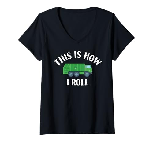 Damen Lustiger Vintage-Müllwagen This is How I Roll T-Shirt mit V-Ausschnitt Damen Lustiger Vintage-Müllwagen This is How I Roll T-Shirt mit V-Ausschnitt von Recycling Garbage Truck