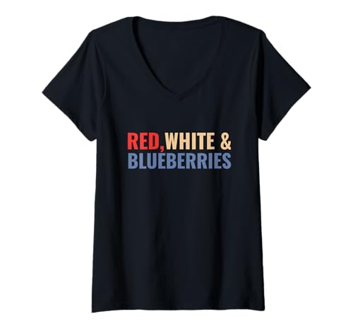 Damen Vintage Red, White and Blueberries T-Shirt mit V-Ausschnitt Damen Vintage Red, White and Blueberries T-Shirt mit V-Ausschnitt von Red, White and Blueberries Patriot Tee