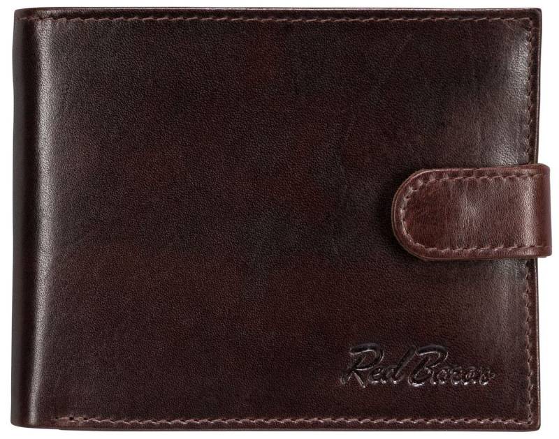 Red Baron Geldbörse Geldbeutel Leder Braun RB-WT-009-06, Kreditkartenfächer, Münzfach mit Druckknopf, Netzfach von Red Baron