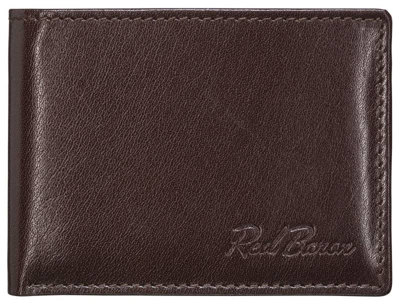 Red Baron Geldbörse Geldbeutel Leder Schwarz RB-WT-001-04, 1-fach klappbar, Kreditkartenfächer, Münzfach mit Druckknopf von Red Baron