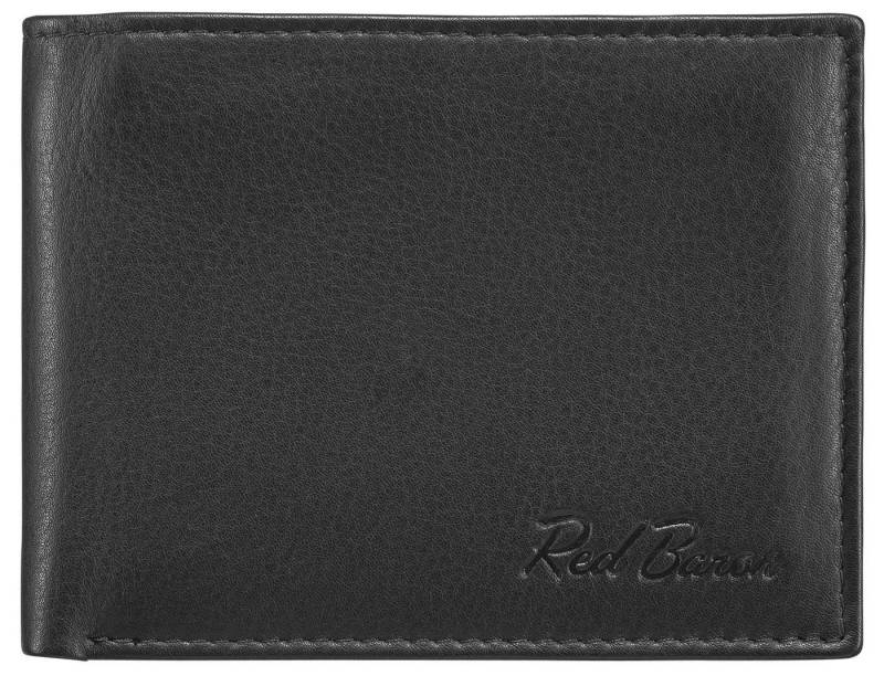Red Baron Geldbörse Geldbeutel Leder Braun RB-WT-003-01, Kreditkartenfächer, Münzfach mit Druckknopf, Sichtfächer von Red Baron