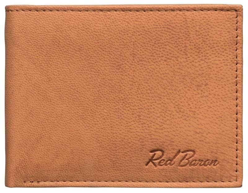 Red Baron Geldbörse Geldbeutel Leder Braun RB-WT-003-02, Kreditkartenfächer, Münzfach mit Druckknopf, Sichtfächer von Red Baron