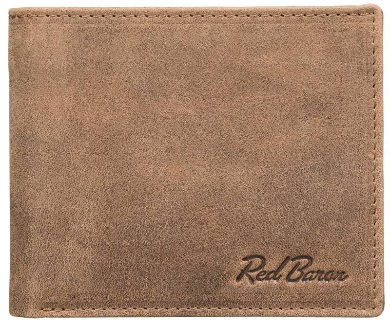 Red Baron Geldbörse Geldbeutel Leder Braun RB-WT-004-05, Kreditkartenfächer, Münzfach mit Druckknopf von Red Baron
