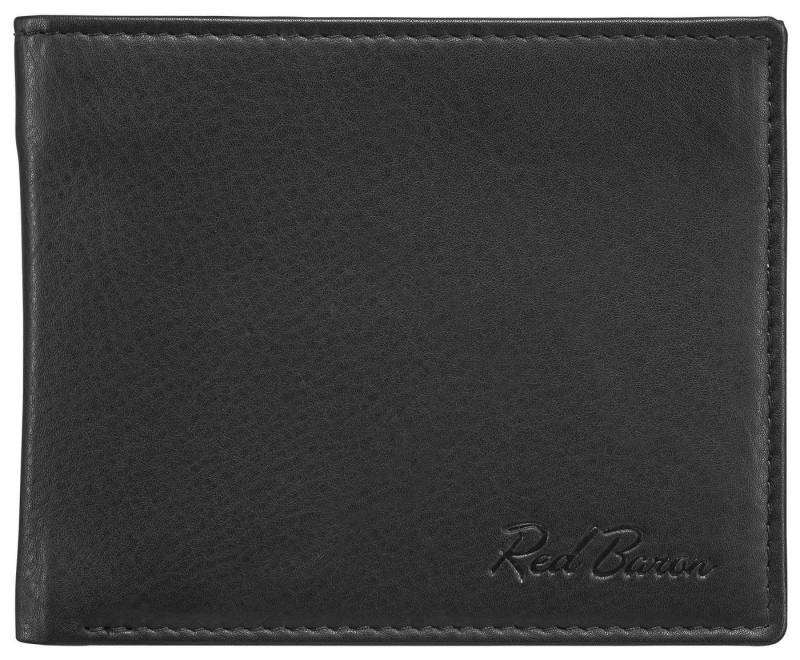 Red Baron Geldbörse Geldbeutel Leder Braun RB-WT-005-01, Kreditkartenfächer, Netzfach, Münzfach mit Druckknopf von Red Baron