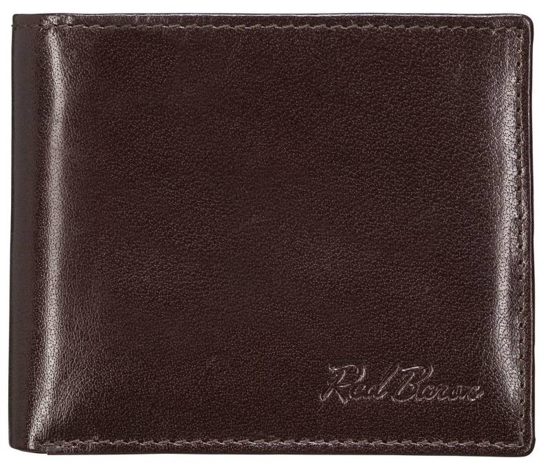 Red Baron Geldbörse Geldbeutel Leder Braun RB-WT-006-04, Kreditkartenfächer, Netzfach, Münzfach mit Druckknopf von Red Baron