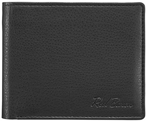 Red Baron Herren Geldbeutel aus echtem Leder mit Münzfach im Querformat Schwarz matt - Männer Geldbörse Portemonnaie - Brieftasche mit Fach für Einkaufswagenchip RB-WT-004-01 von Red Baron