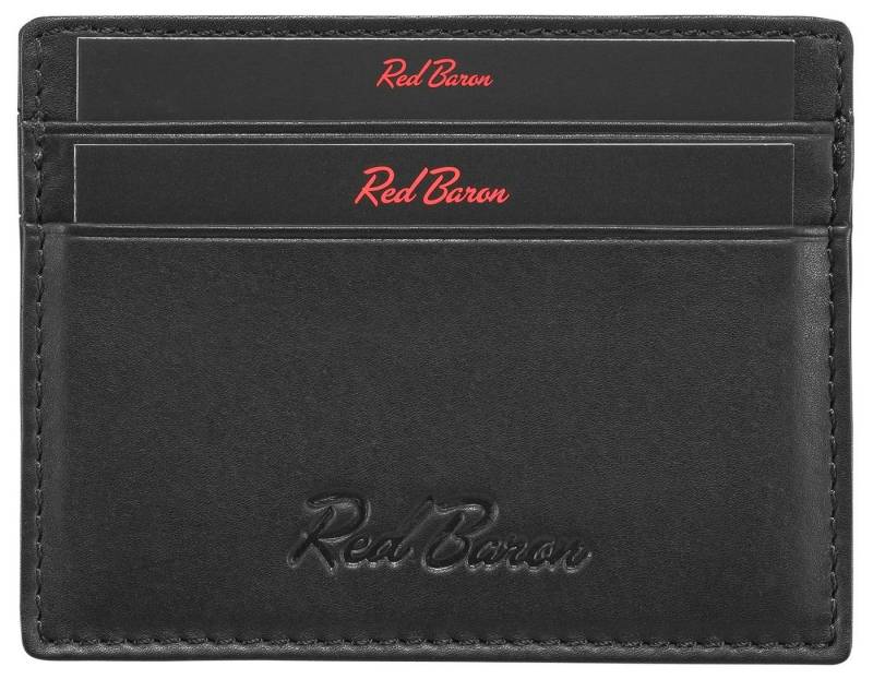 Red Baron Kartenetui Kreditkarten-Etui Leder Schwarz RB-CC-001-01, 4 Kreditkartenfächer, Leder, schlicht, einfach von Red Baron