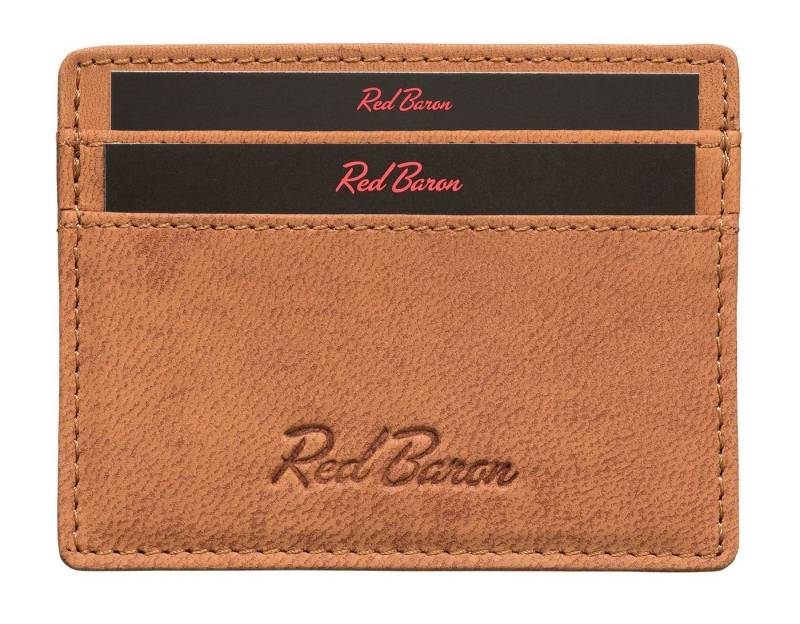 Red Baron Kartenetui Kreditkarten-Etui Leder Braun RB-CC-001-02, 4 Kreditkartenfächer, Leder, schlicht, einfach von Red Baron