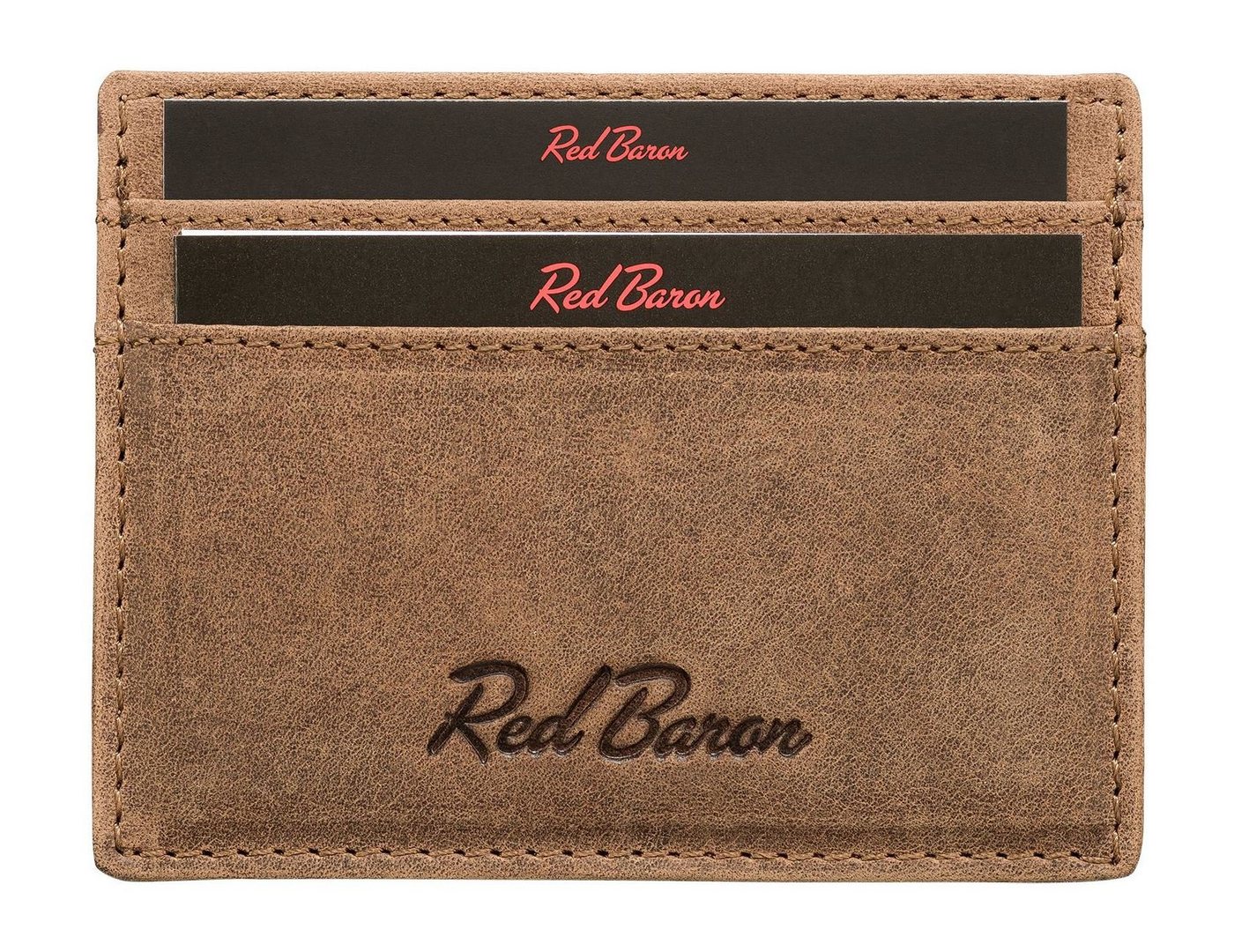 Red Baron Kartenetui RB-CC-001-05, 4 Kreditkartenfächer, Leder, schlicht, einfach von Red Baron