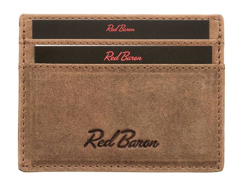 Red Baron Kartenetui Kreditkarten-Etui Leder Braun RB-CC-001-05, 4 Kreditkartenfächer, Leder, schlicht, einfach von Red Baron