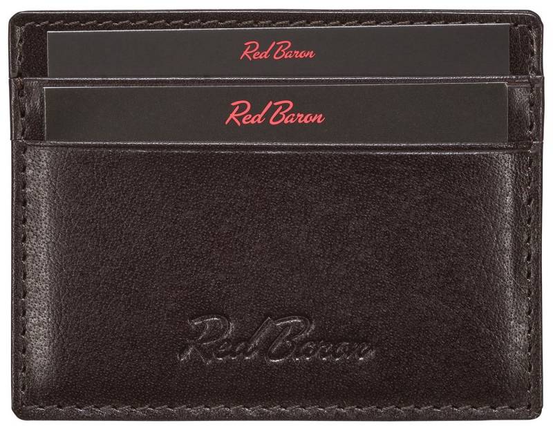 Red Baron Kartenetui Kreditkarten-Etui Leder Schwarz RB-WT-001-04, 4 Kreditkartenfächer, Leder, schlicht, einfach von Red Baron
