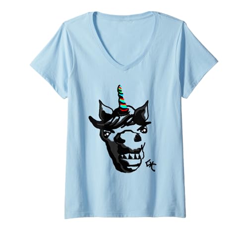 Damen Angry Ugly Unicorn Gag T-Shirt T-Shirt mit V-Ausschnitt Damen Angry Ugly Unicorn Gag T-Shirt T-Shirt mit V-Ausschnitt von Red Beard Designs