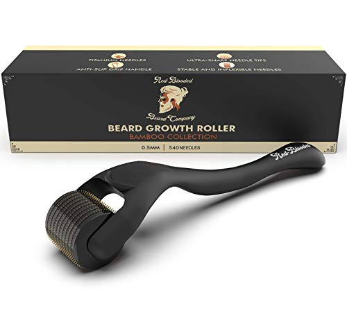 Red-Blooded Bartroller | 540 0,5MM Titan-Nadeln | Dermaroller für Männer | Mattschwarzer Bart Roller | Stimuliert Bart- und Haarwachstum | Bartwuchs Mikronadel-Roller von Red-Blooded