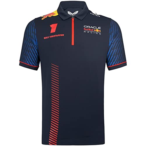 Red Bull Racing Formula One Team – Offizielles 2023 Formel 1 Merchandise – Replica Max Verstappen Driver Team Kurzarm Poloshirt – Nachthimmel – Herren, Nachthimmel, L von Castore