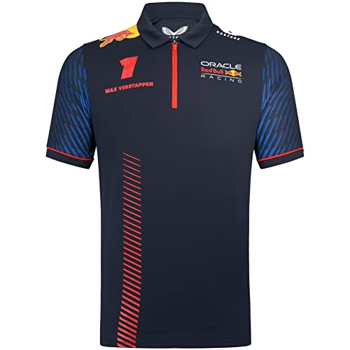 Red Bull Racing Formula One Team – Offizielles 2023 Formel 1 Merchandise – Replica Max Verstappen Driver Team Kurzarm Poloshirt – Nachthimmel – Herren, Nachthimmel, XXL von Castore
