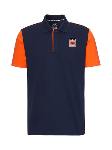 Red Bull – KTM Apex Polo - Verdeckte Knopfleiste - Kontrastierende Schultern - Herren - Größe XL - Blau/Orange von Red Bull