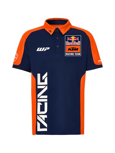 Red Bull - KTM Replica Team Polo KTM Racing Team Logo - Männer - Größe 2XL - Blau/Orange - Feuchtigkeitsableitendes Gewebe - Klassischer Polokragen von Red Bull