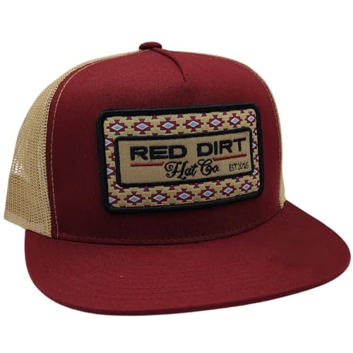 Red Dirt Hat Company Verstellbare Snapback-Mütze mit Aztekenmuster, Saddle Up – Burgunderrot/Khaki, Einheitsgröße von Red Dirt Hat Company