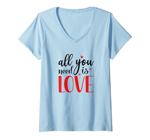 Damen Alles was du brauchst ist Liebe zum Valentinstag T-Shirt mit V-Ausschnitt Damen Alles was du brauchst ist Liebe zum Valentinstag T-Shirt mit V-Ausschnitt von Red Hearts