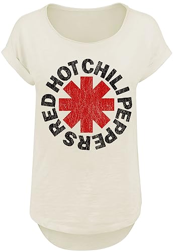 Red Hot Chili Peppers Distressed Logo Frauen T-Shirt beige XXL 100% Baumwolle Band-Merch, Bands von Red Hot Chili Peppers