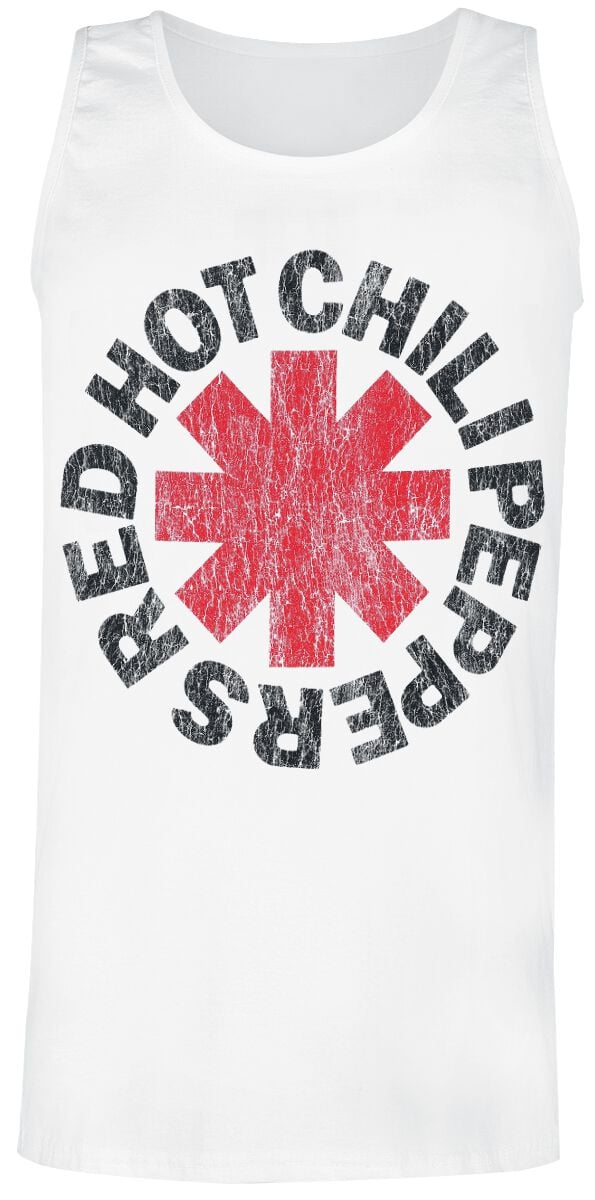 Red Hot Chili Peppers Distressed Logo Tank-Top weiß in S von Red Hot Chili Peppers